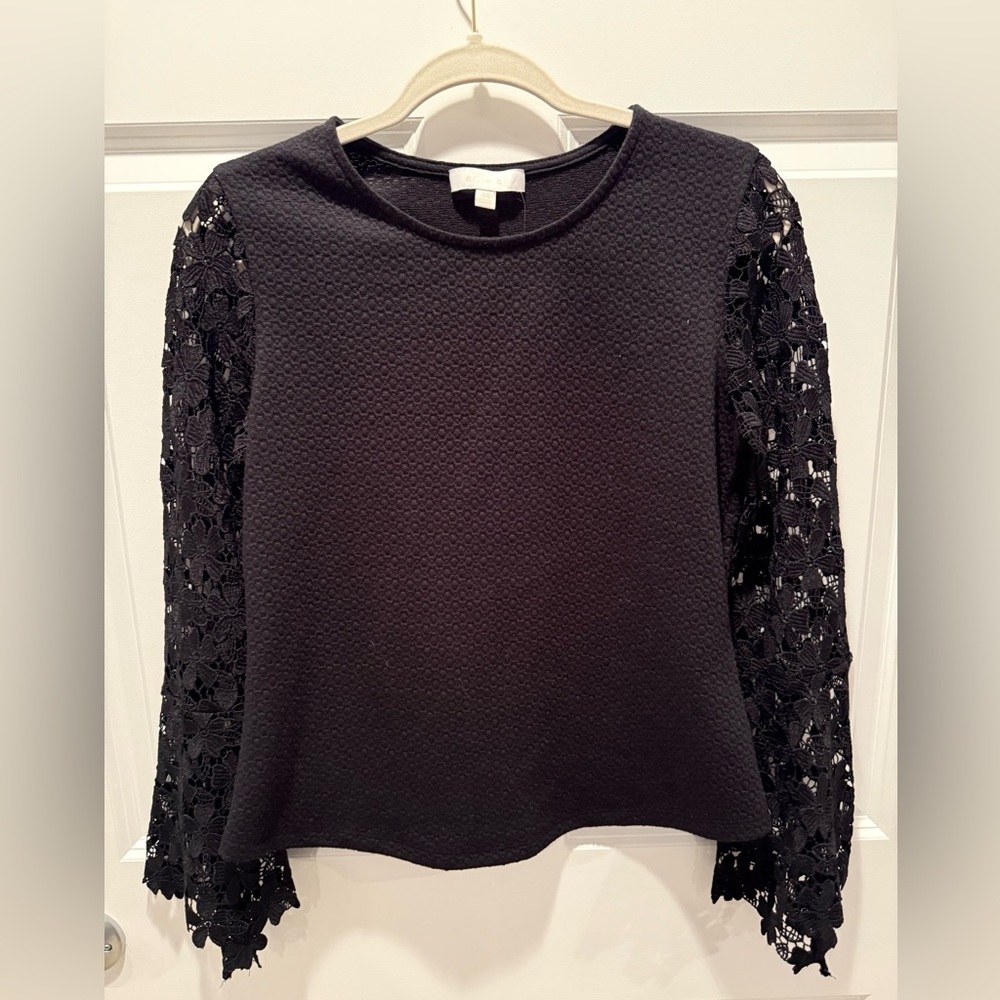 Anthropology Crochet Sleeve Top